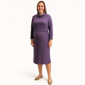 NWOT Aglow Maternity Comfy One-Piece Dress, Purple, Size M